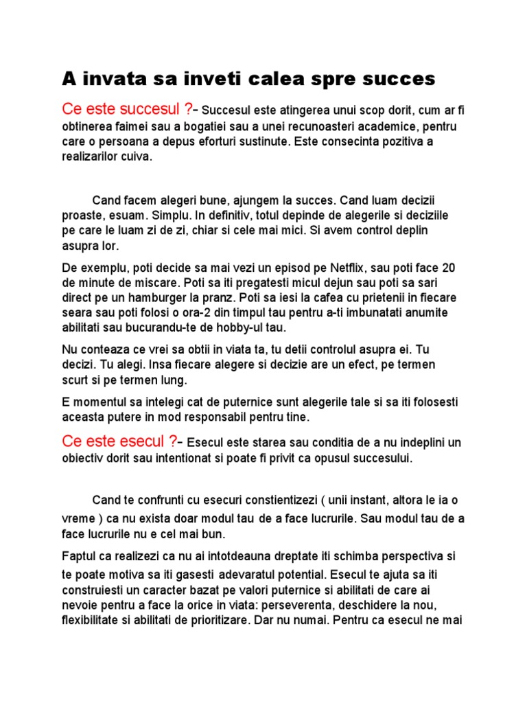 A Invata Sa Inveti Calea Spre Succes | PDF