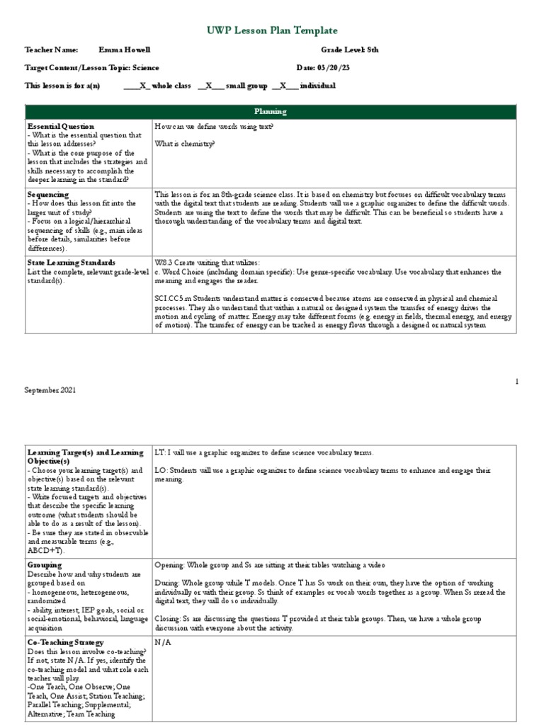 8th Grade Chemistry Vocabulary Lesson | PDF | Educational Assessment ...