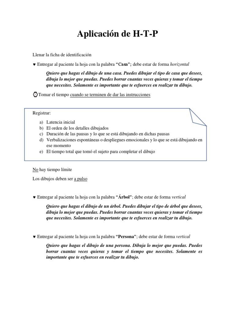 Instrucciones para Aplicar el Test HTP | PDF | Arte