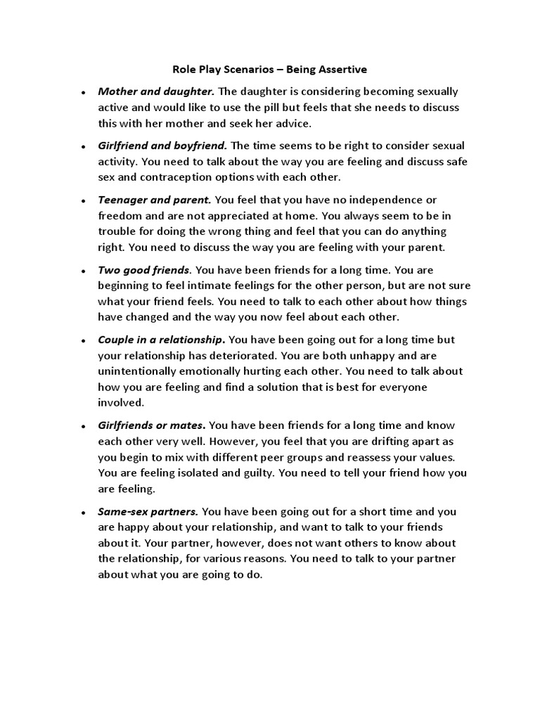 Role play scenarios being assertive pdf