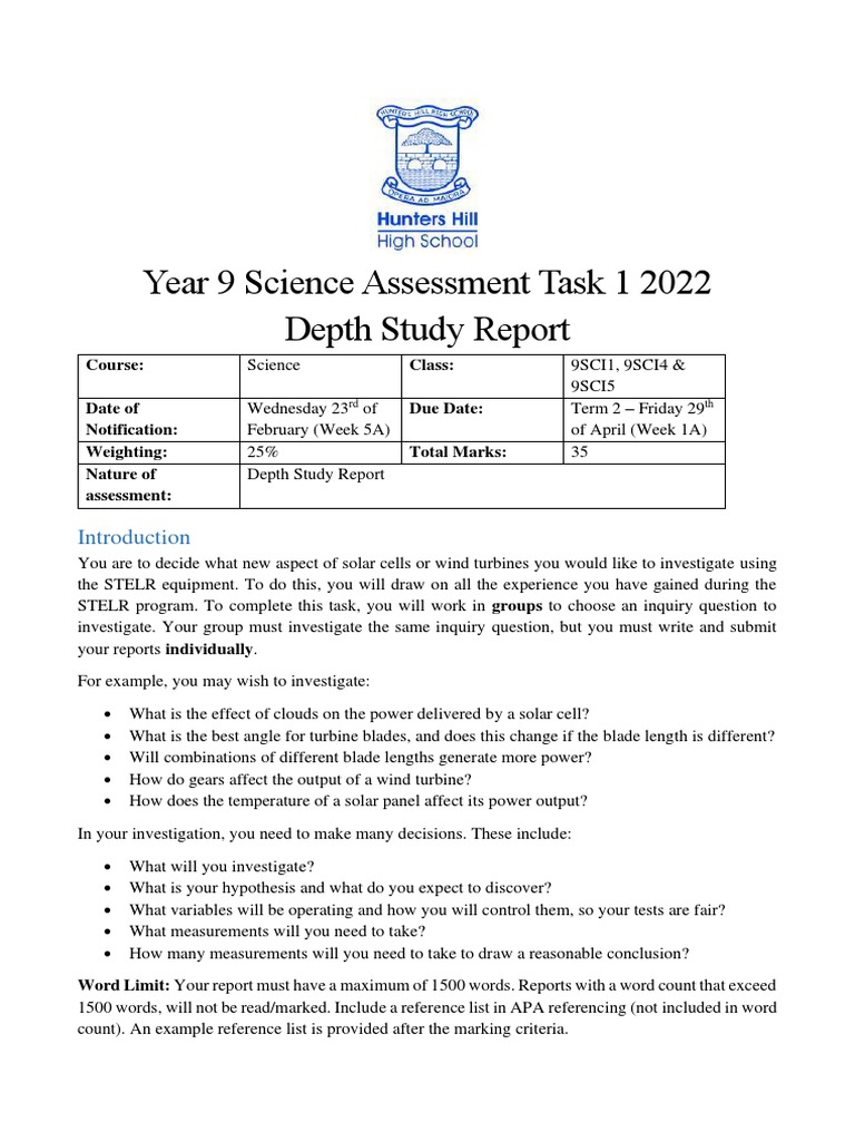 Year 9 Assessment Task 1 STELR Depth Study Report.pdf | PDF ...