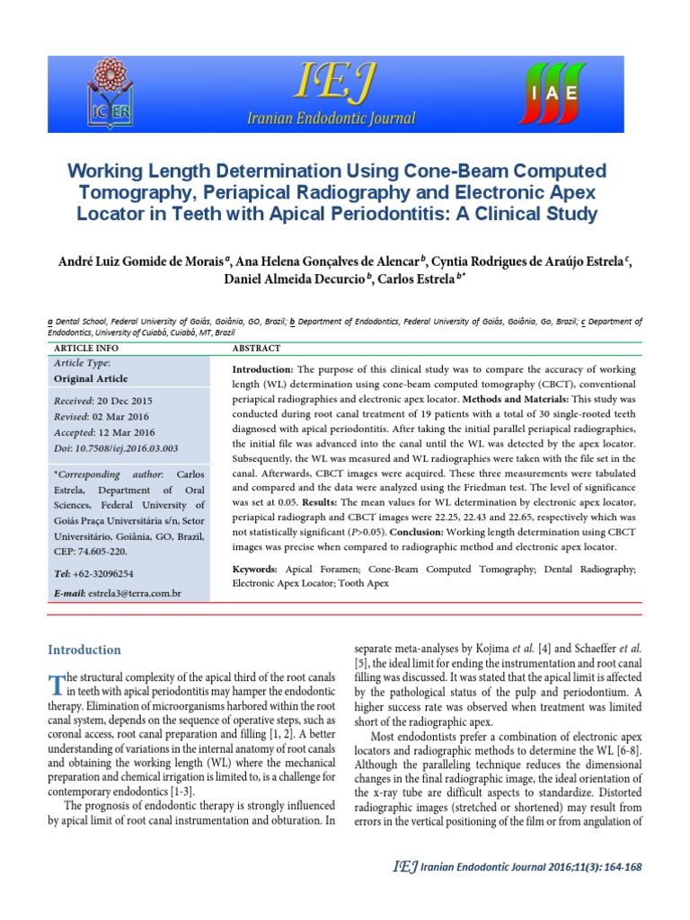 Working Length Determination Using ConeBeam Computed Tomography