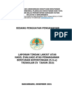 Laporan Tindak Lanjut Hasil Evaluasi Atas Penanganan Benturan Kepentingan Triwulan IV Tahun 2021