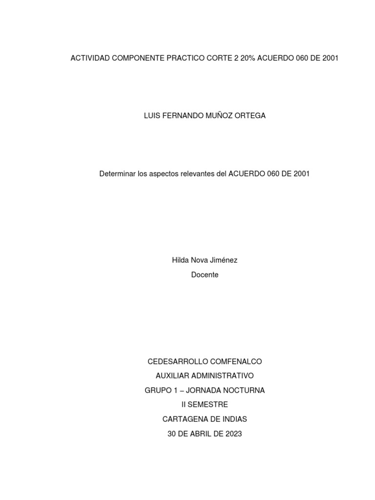 Aspectos Clave del Acuerdo 060 de 2001 | PDF | Gestión de registros ...