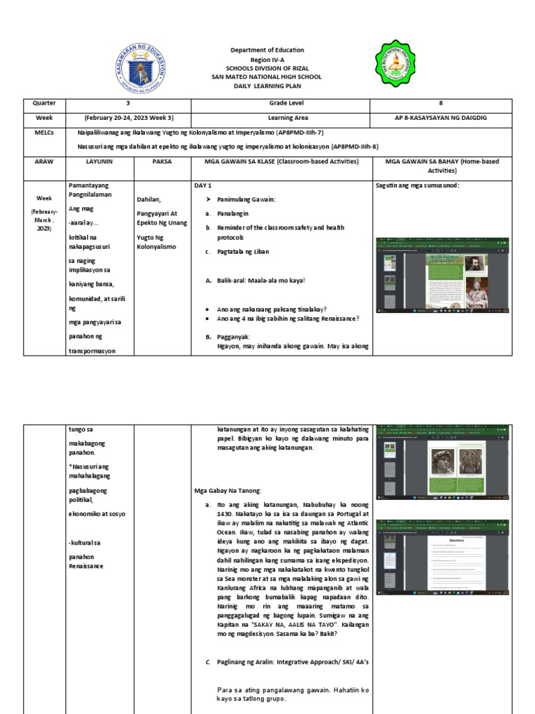AP 8 DLP Q3 Week 3 | PDF