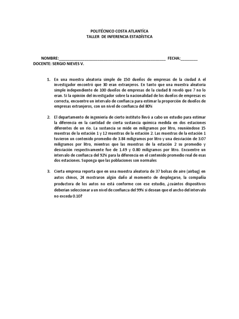 Taller De Intervalos Pdf