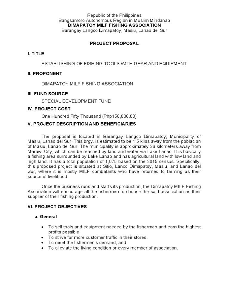 Project proposal dimapatoy milf fishing fishing tools download free
