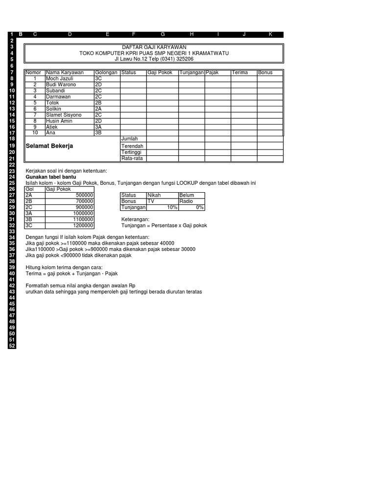 Soal latihan vlookup dan vlookup pdf