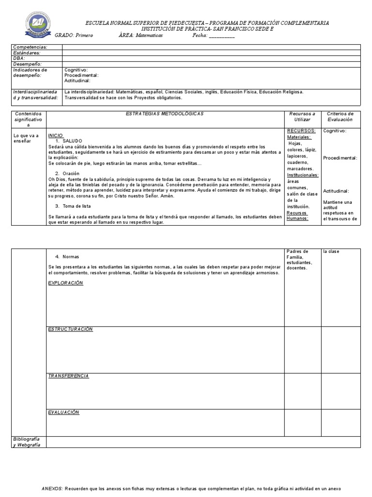 Formato de Planeación Didáctica Primaria | PDF | Evaluación | Aprendizaje