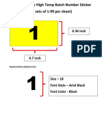 Pre-Cut Yellow High Temp Batch Number Sticker