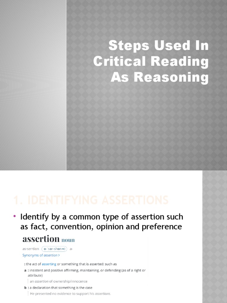 Steps Used In Critical Reading As Reasoning.pptx PDF