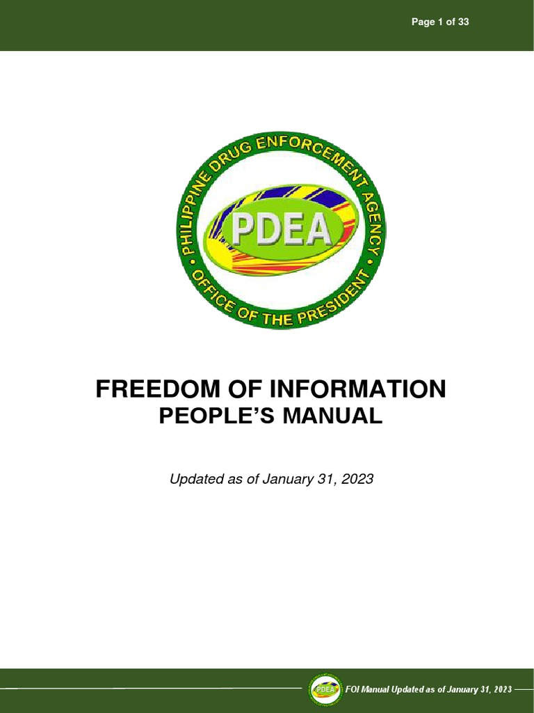PDEA Freedom of Information Manual | PDF | Freedom Of Information Laws ...