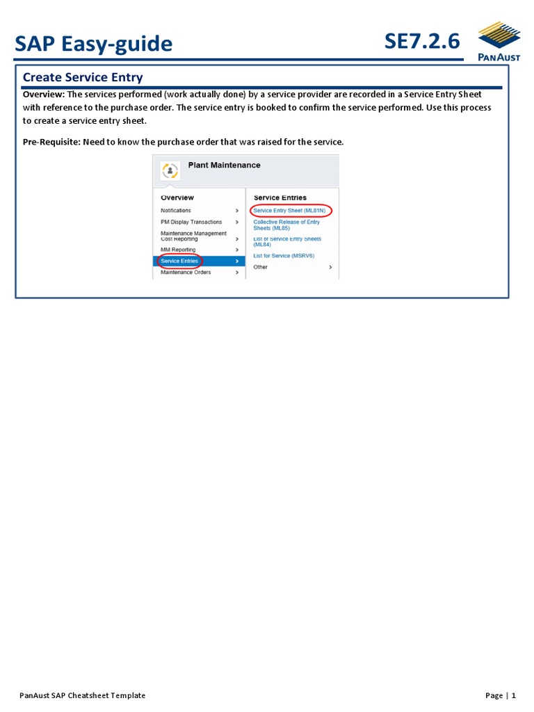 Create Service Entry Sheet in SAP | PDF | Computing | Software