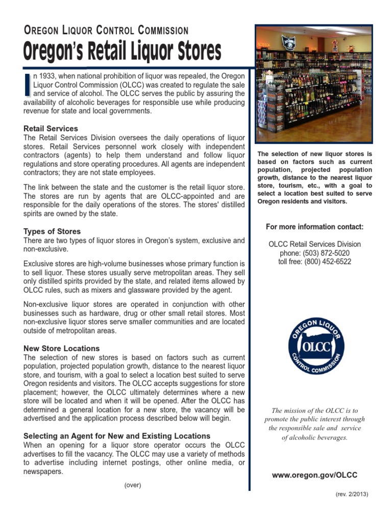 OLCC Regulates Oregon Liquor Stores PDF