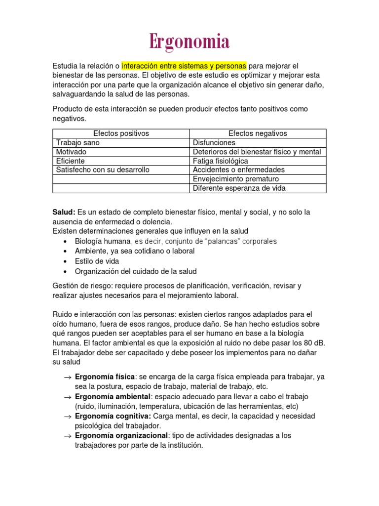 Ergonomía y Bienestar Laboral | PDF | Factores humanos y ergonomía ...