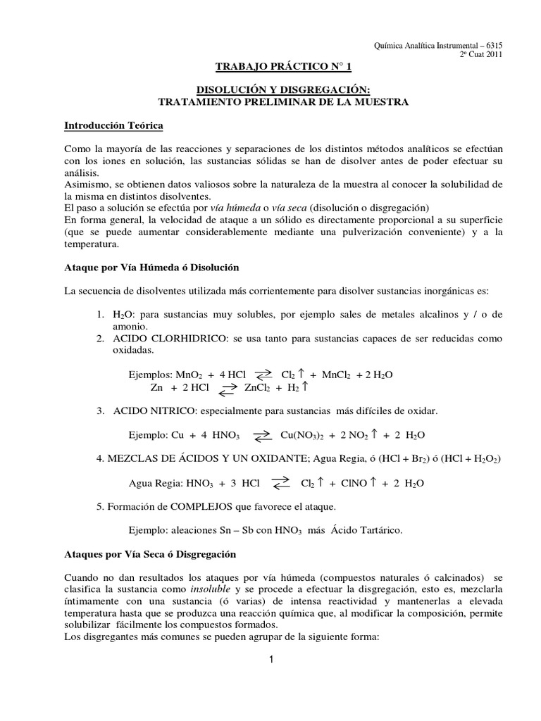 Disolución y Disgregación Química | PDF | Ciencia y matemáticas