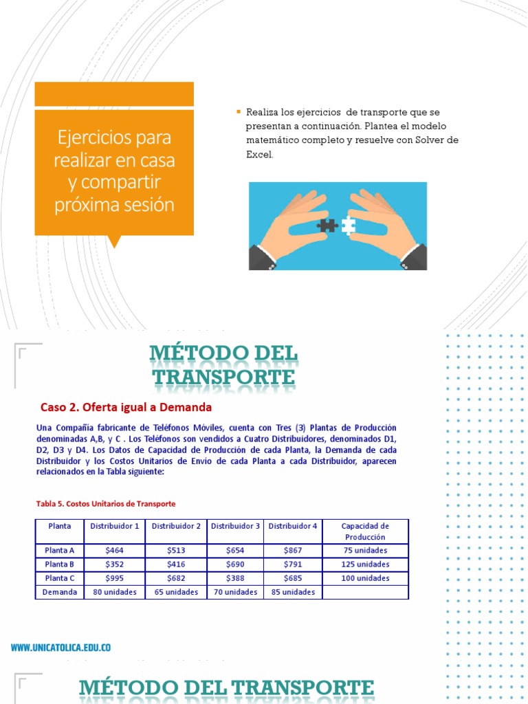 Ejercicios de Transporte en Excel | PDF