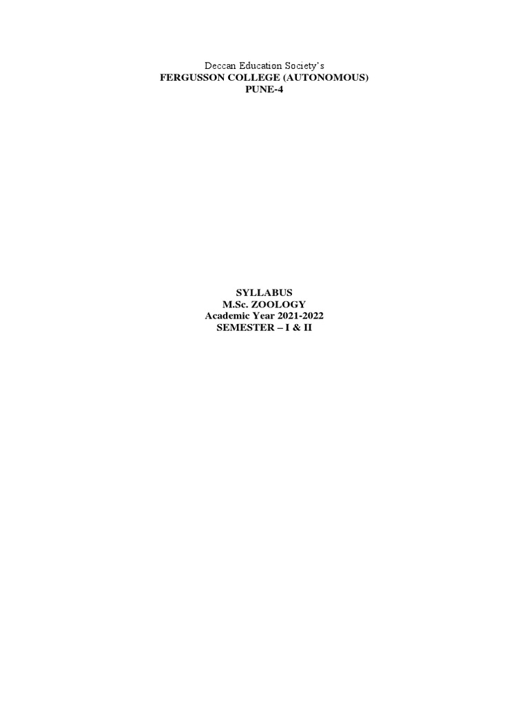 Hpu Msc Zoology Syllabus