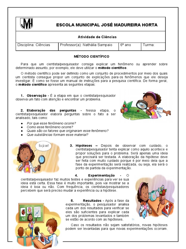 Exercícios sobre Método Científico 6º Ano | PDF | Science | Método ...