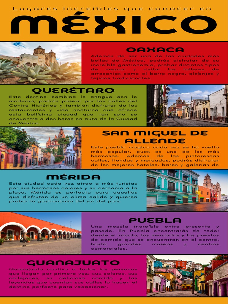 Infografía Lugares Increíbles Que Conocer en México Fotos Colorido ...