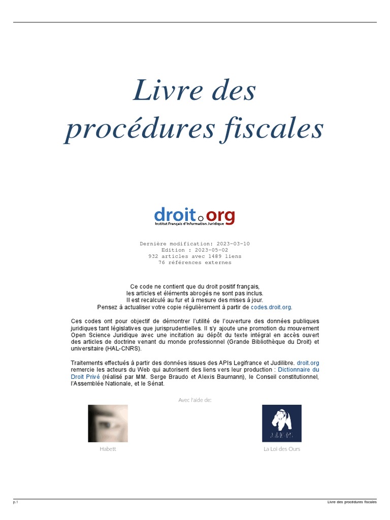 Page De Garde Registre D appel Livre Des Procédures Fiscales PDF | PDF | Impôts | Taxe sur la valeur  ajoutée