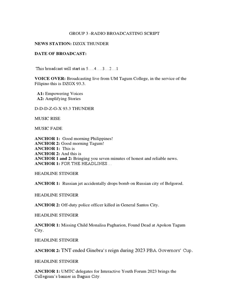 Elt 323 - Radio Broadcasting Script PDF | PDF