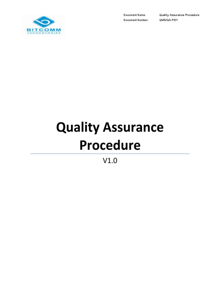 Quality Assurance Procedure Overview | PDF | Quality Assurance | Audit