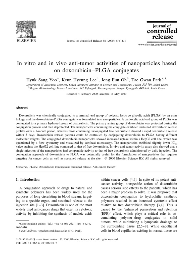 In Vitro and in Vivo Anti-Tumor Activities of Nanoparticles Based On ...
