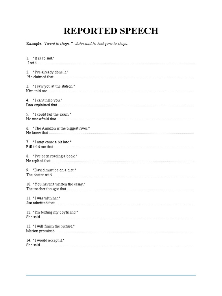 Reported Speech Exercise | PDF