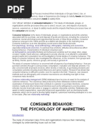 Consumer Behavior: The Psychology of Marketing