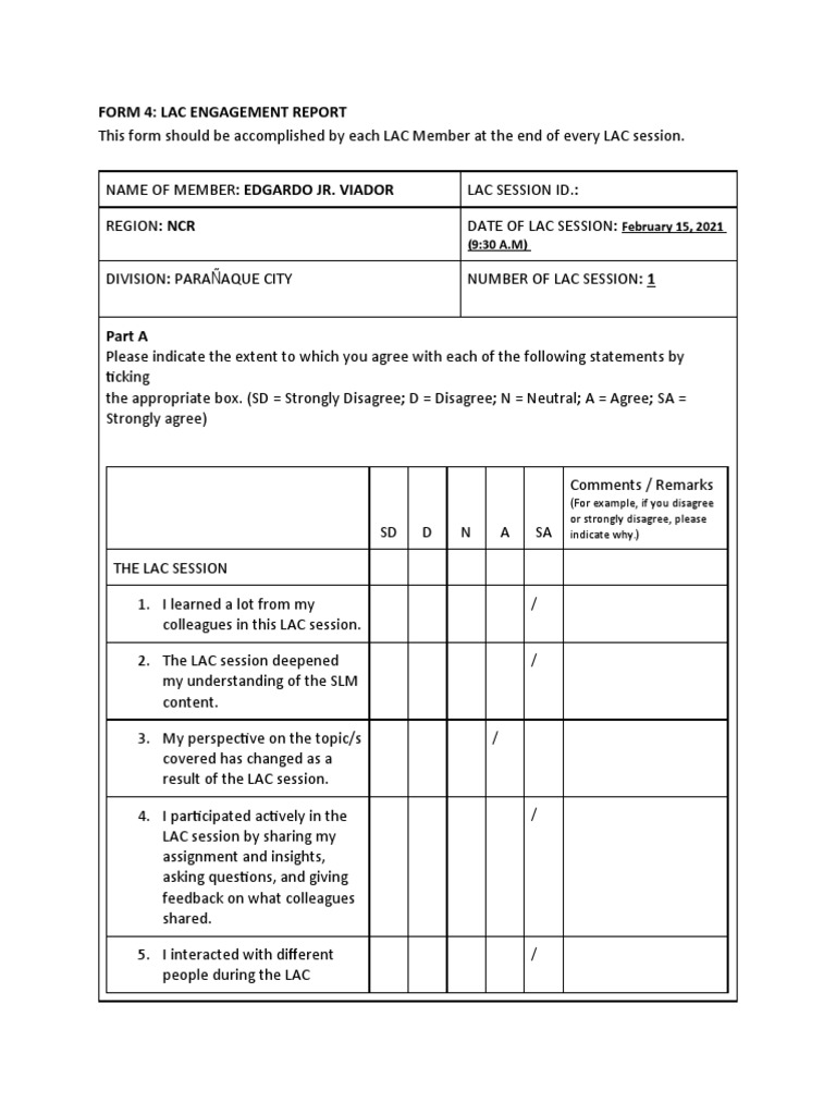 LAC Engagement Report Summary | PDF | Cognition | Cognitive Science