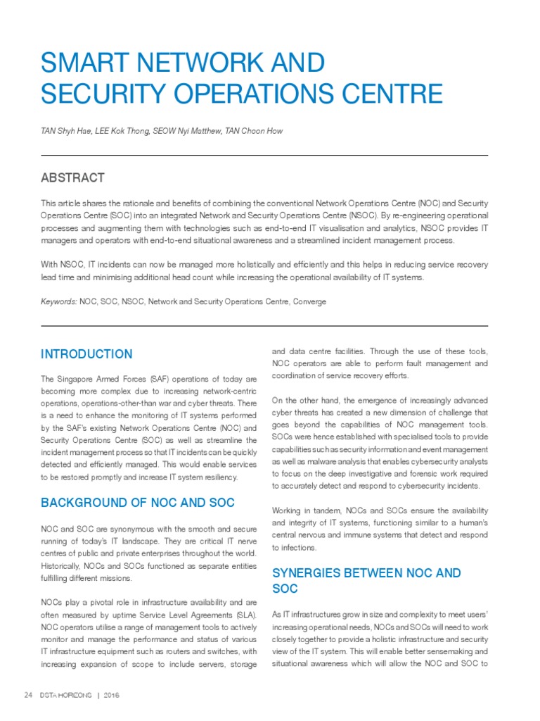 Smart Network and Security Operations Centre | PDF | Computer Security ...