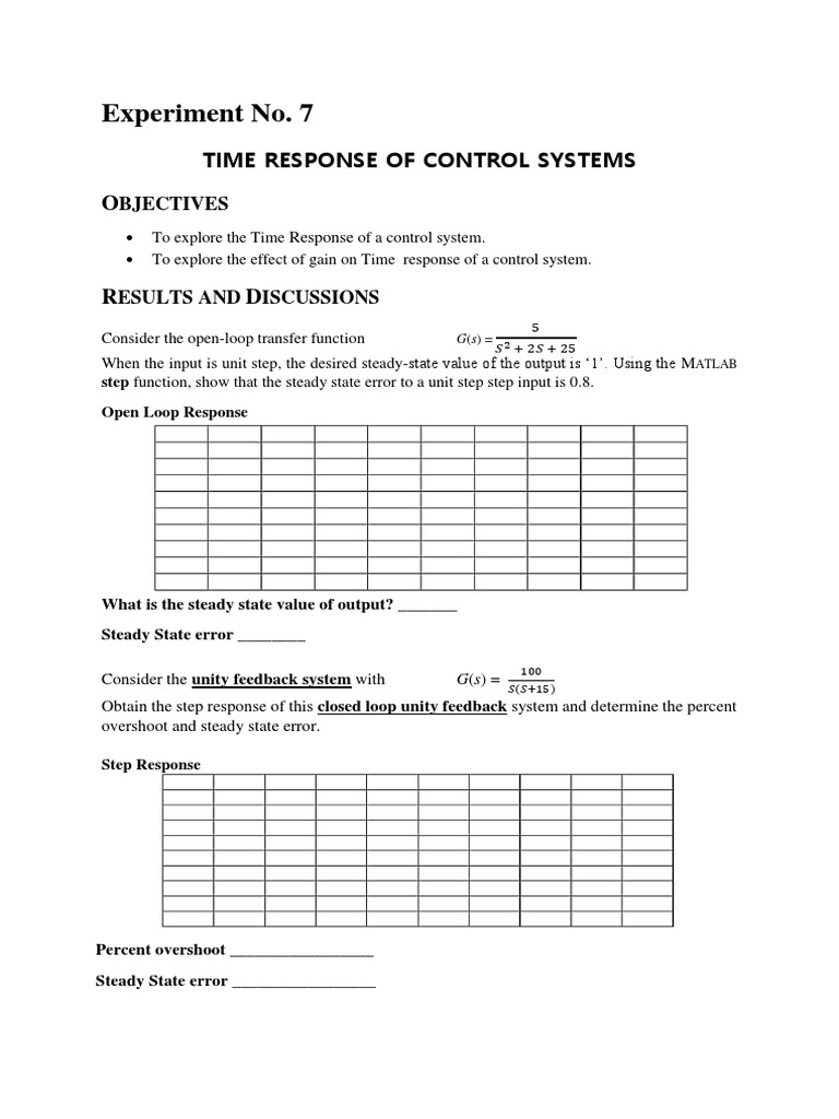 Experiment 7 Result | PDF | Control Theory | Mechanics