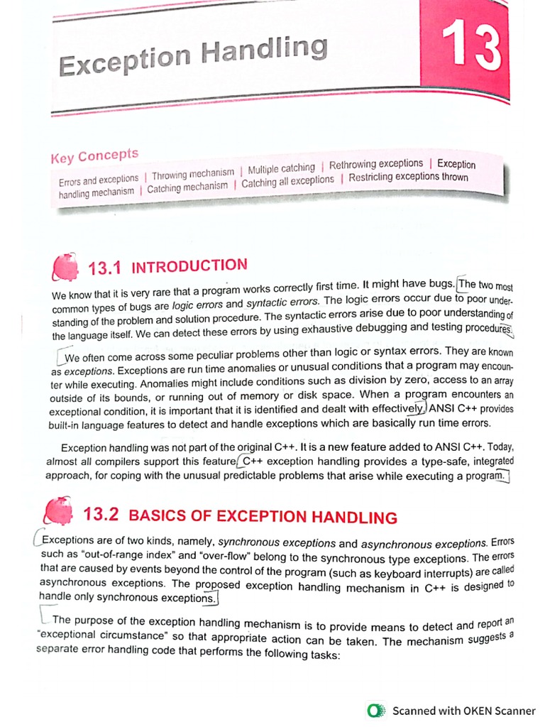 Exception Handling in C++ | PDF