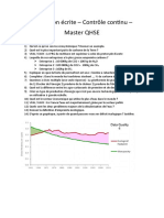 Evaluation Écrite - Contrôle Continu - Master QHSE