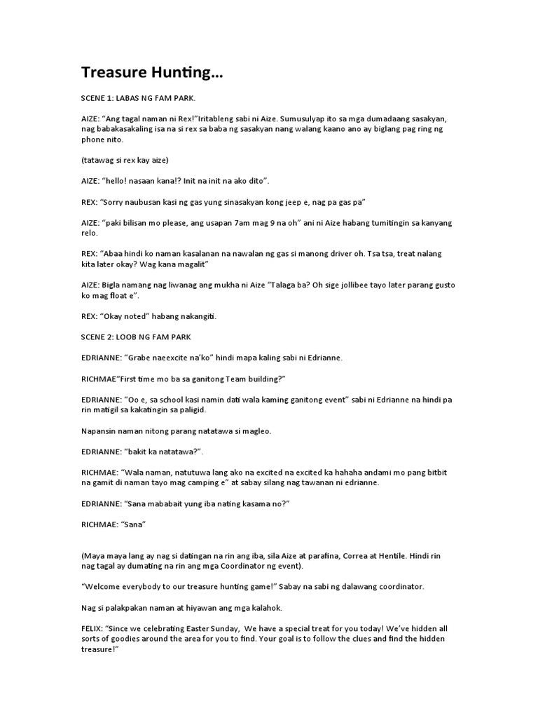 Treasure Hunting. SCRIPT | PDF