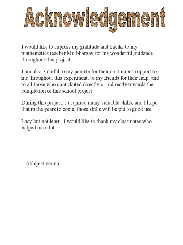 Acknowledgement For Project | PDF