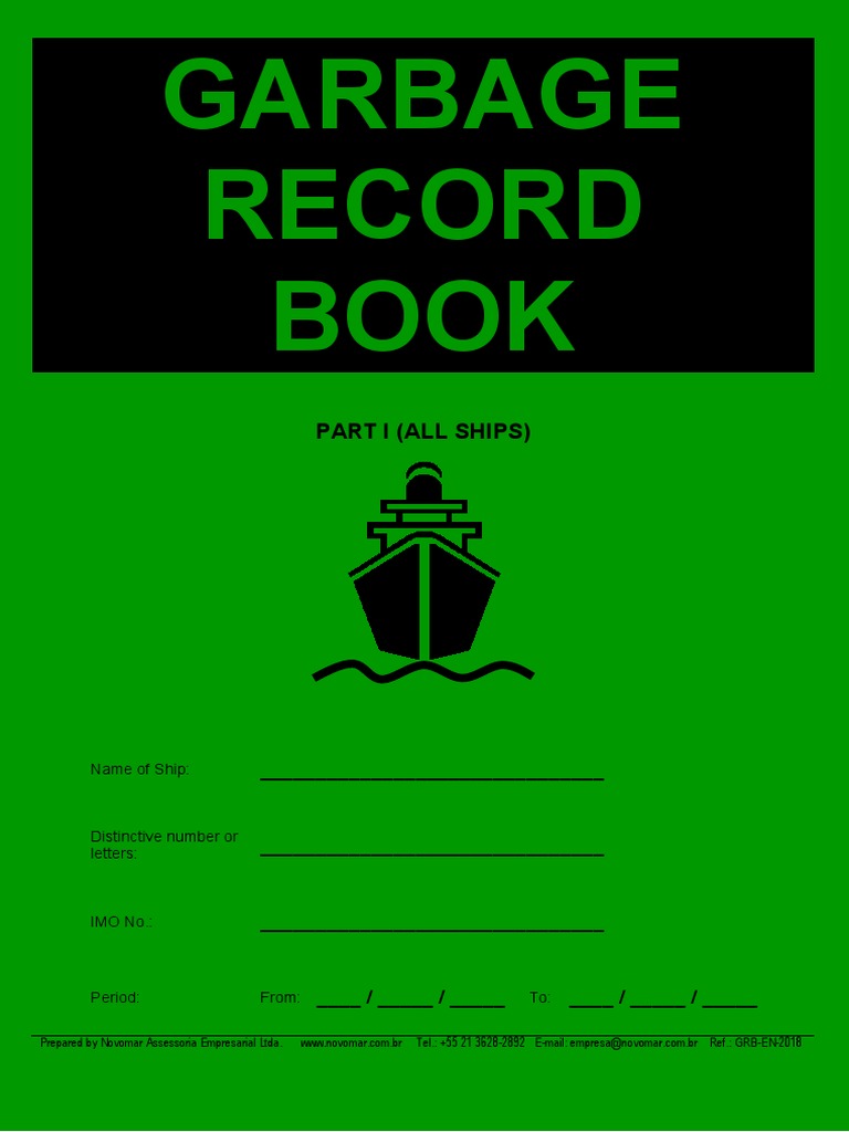 Garbage Record Book Guidance on Managing Shipboard Garbage and