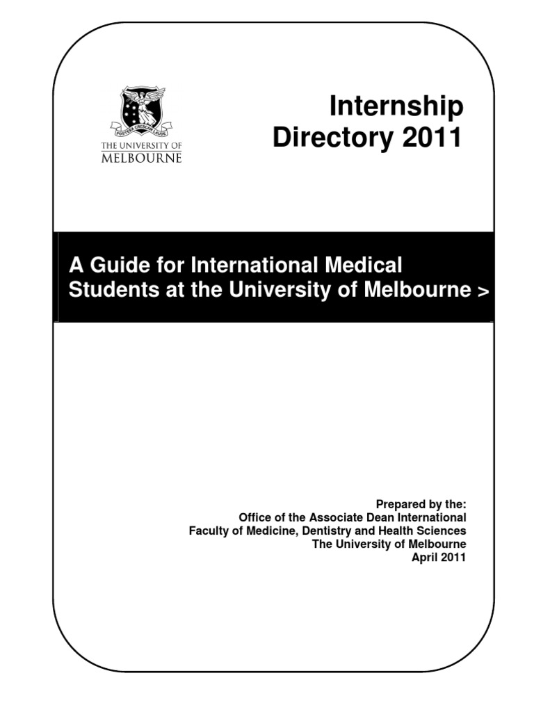 Melb Uni Internship Directory 2011 by Country | PDF | Medical School ...