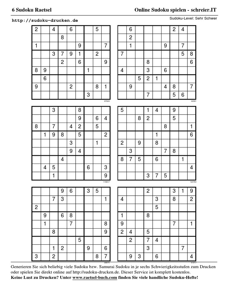 6x - Sudoku - Level - Sehr Schwer | PDF