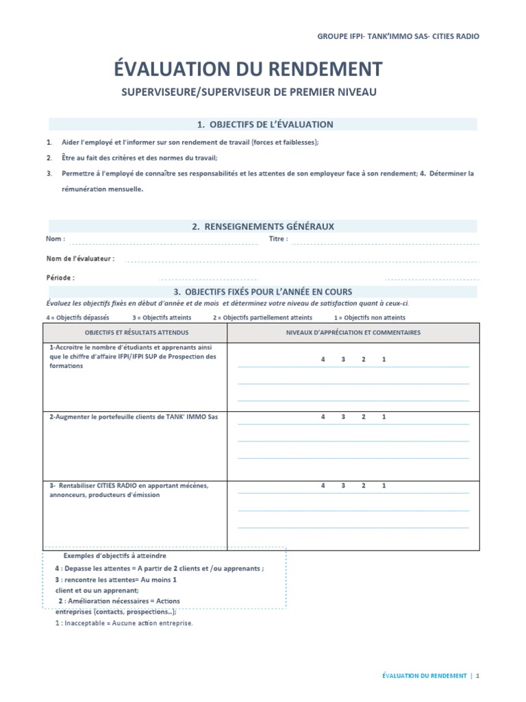 Évaluation du Rendement des Employés | PDF | Business