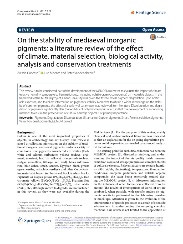 Stability of Inorganic Pigments | PDF | Pigment | Lead