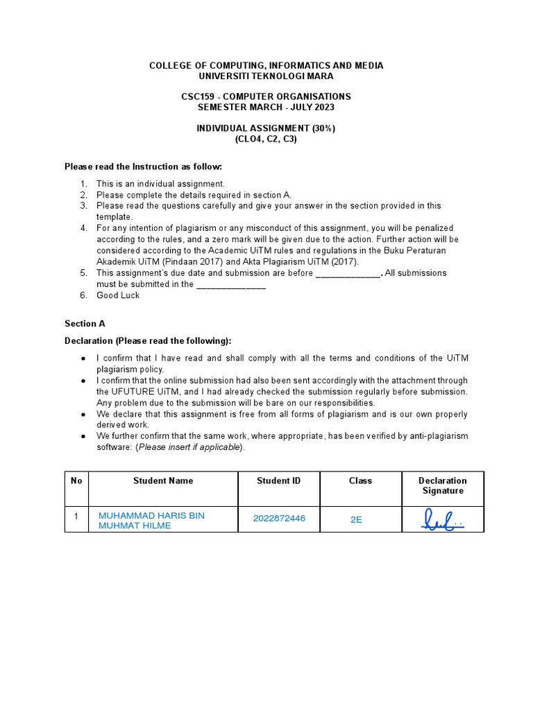 CSC159 Individual Assignment Guide | PDF | Computer Architecture ...
