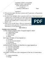 Sample Paper Physics Class 11