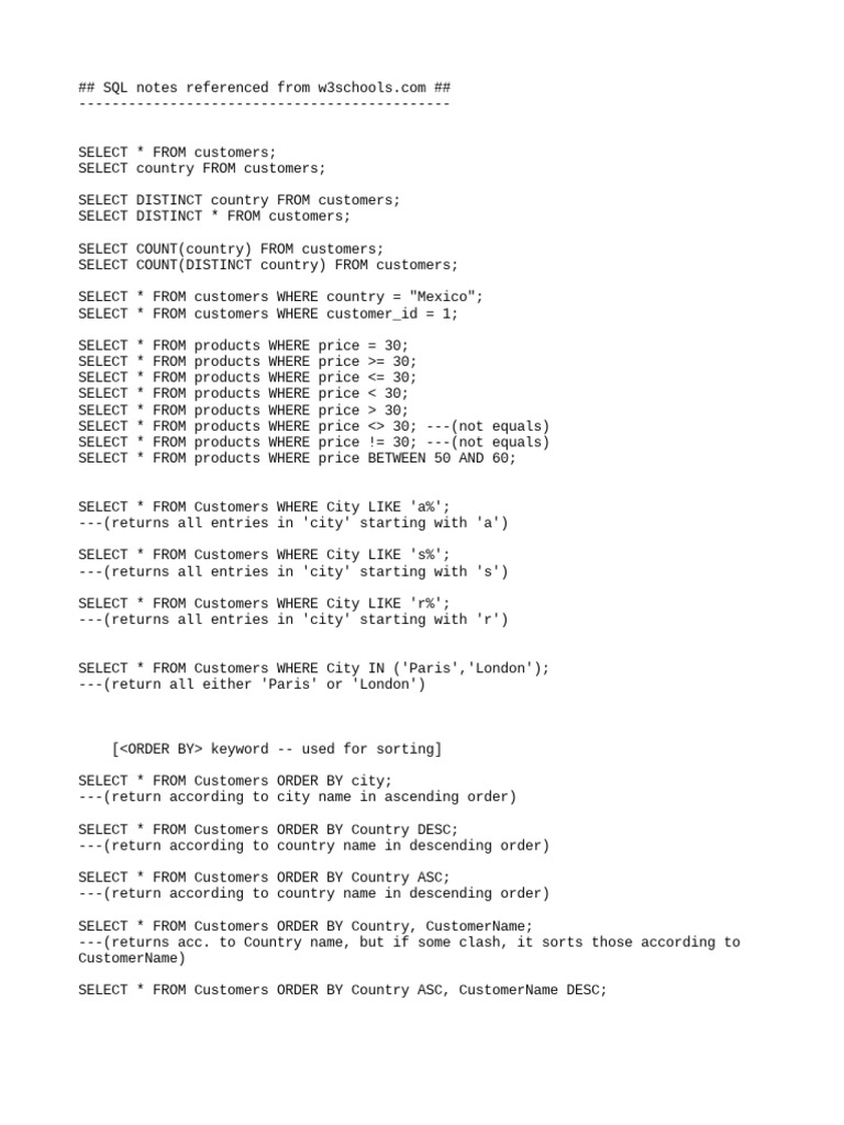Complete Sql Notes Pdf
