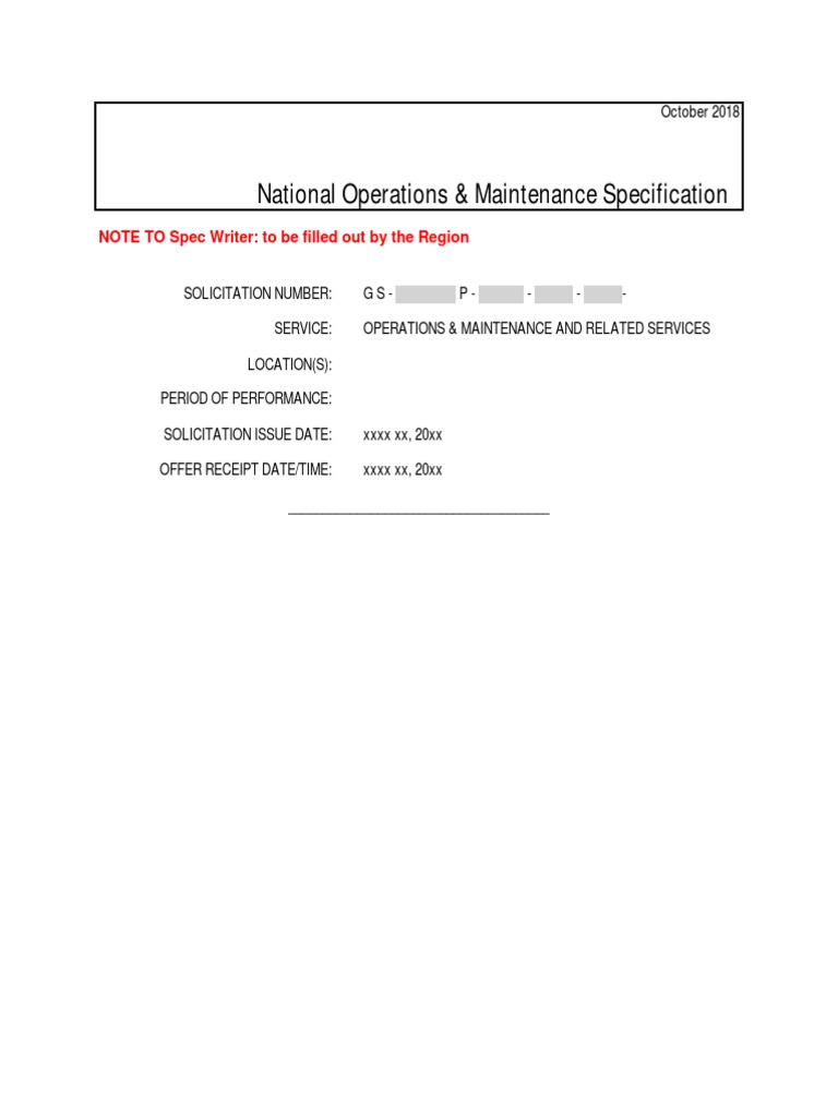 National Operations & Maintenance Spec 20181221 | PDF | Firefighting