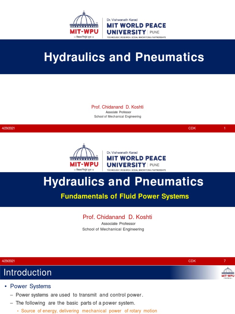 Fundamentals of Fluid Power Systems | PDF | Pump | Liquids