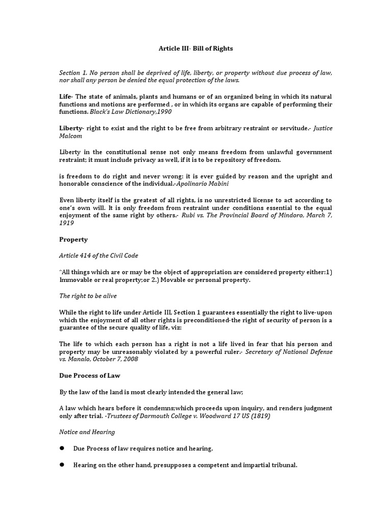 Bill Of Rights Handout Pdf