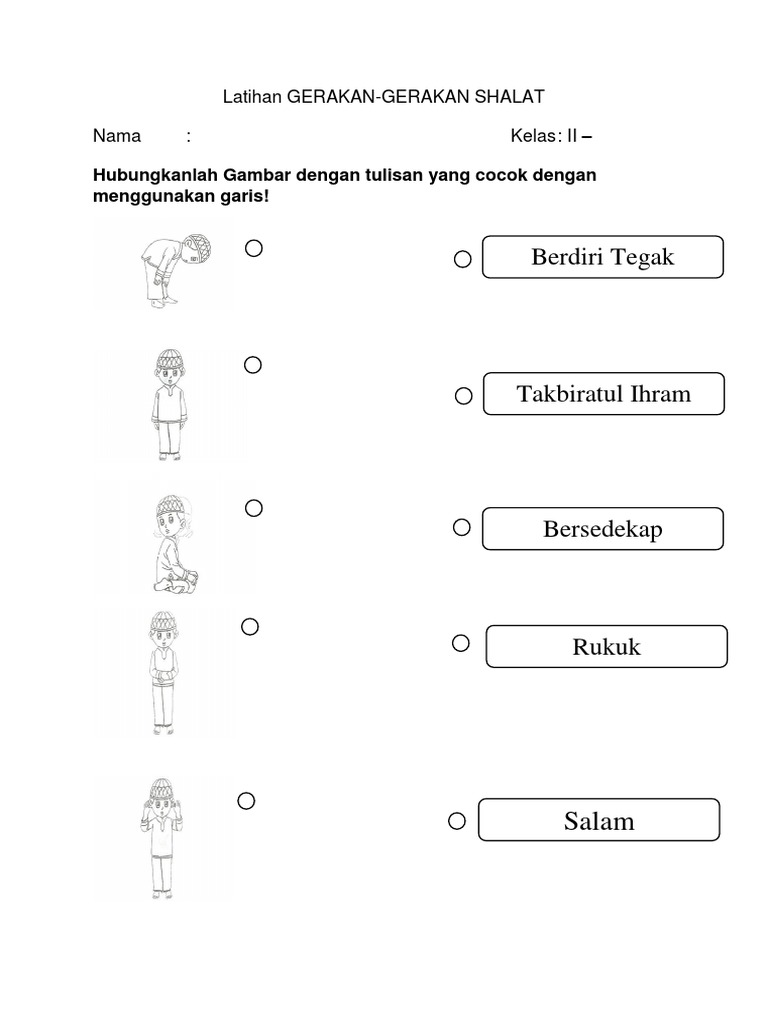 Gerakan Dasar Shalat: Menyambungkan Gambar dan Tulisan | PDF