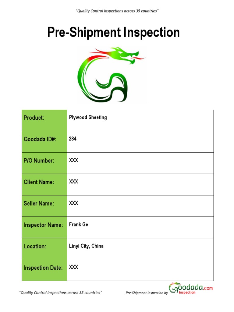 Pre Shipment Inspection Form | Pre-Shipment Inspection Guide [Free ...